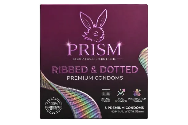 [PRI-RIB-52-3S] Bao cao su Prism Ribbed & Dotted Premium Condoms 3s.